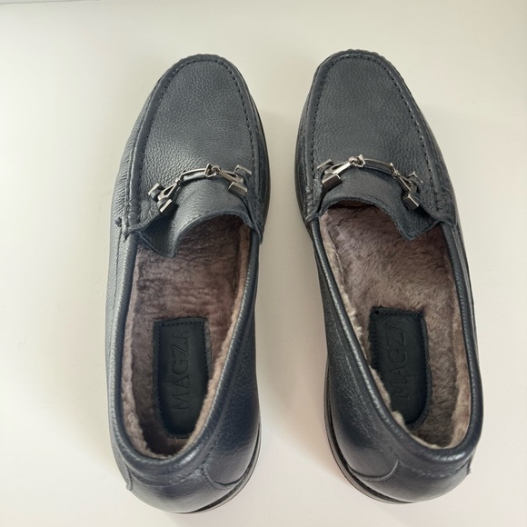 Magza Genuine Leather Men\'s Navy Blue Loafers